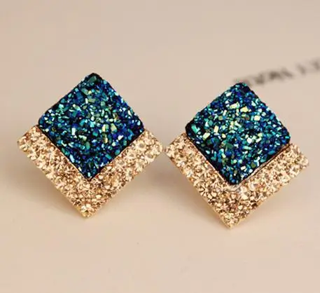 Square Earrings Dazzle Blue Milk White Ear Clip Las Wedding Square Earrings Dazzle Blue Milk White Ear Clip Las Wedding Memorial Free Shipping H159 In Stud From Jewelry Accessories On Aliexpress