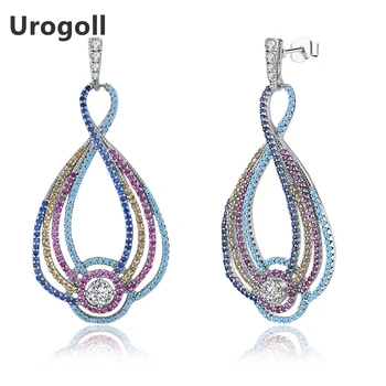 

Hot Sale Authentic 925 Sterling Silver Water Drop Dangle Earrings For Elegant Women AAA+ Cubic Zirconia Colourful Fine Jewelry