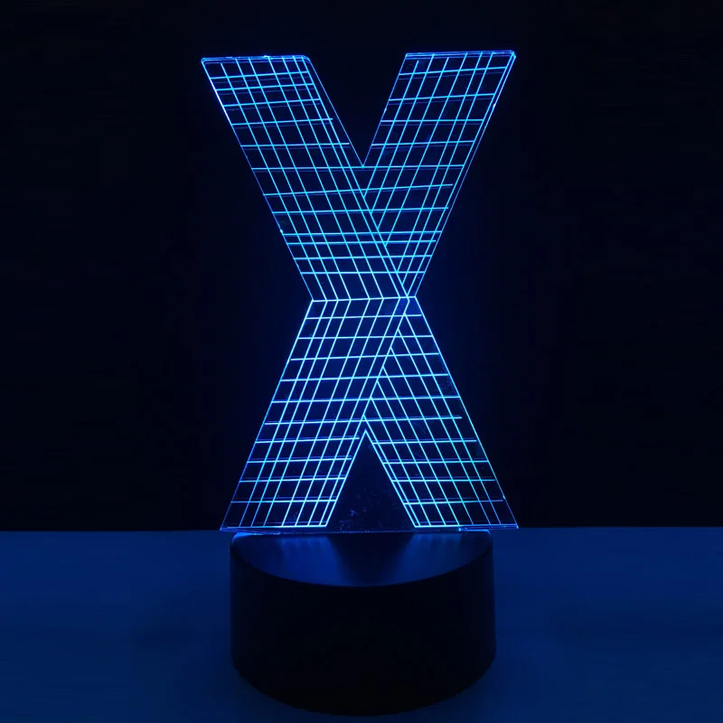 Хит 3D светодиодный светильник с буквой алфавита X 7 меняющий цвет беспроводной