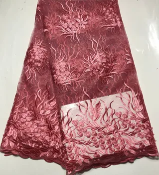 

New Designs African French Lace Fabric High Quality Nigeria French Net Lace 2020 With Stones and Beaded For Women HLM041