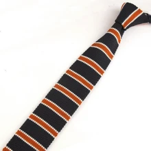 Мужской оранжевый белый полосатый галстук классический вязаный галстук тонкий обтягивающий Вязаные Галстуки мальчишник бизнес галстук ZZLD124