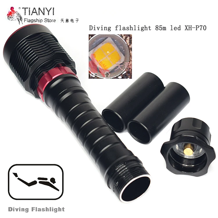 مصباح غوص كري XH-P70 LED 7200LM led الغوص مصباح يدوي مصباح مقاوم للماء الغوص غاطسة تحت الماء 100 M العمل الشعلة ل 32650