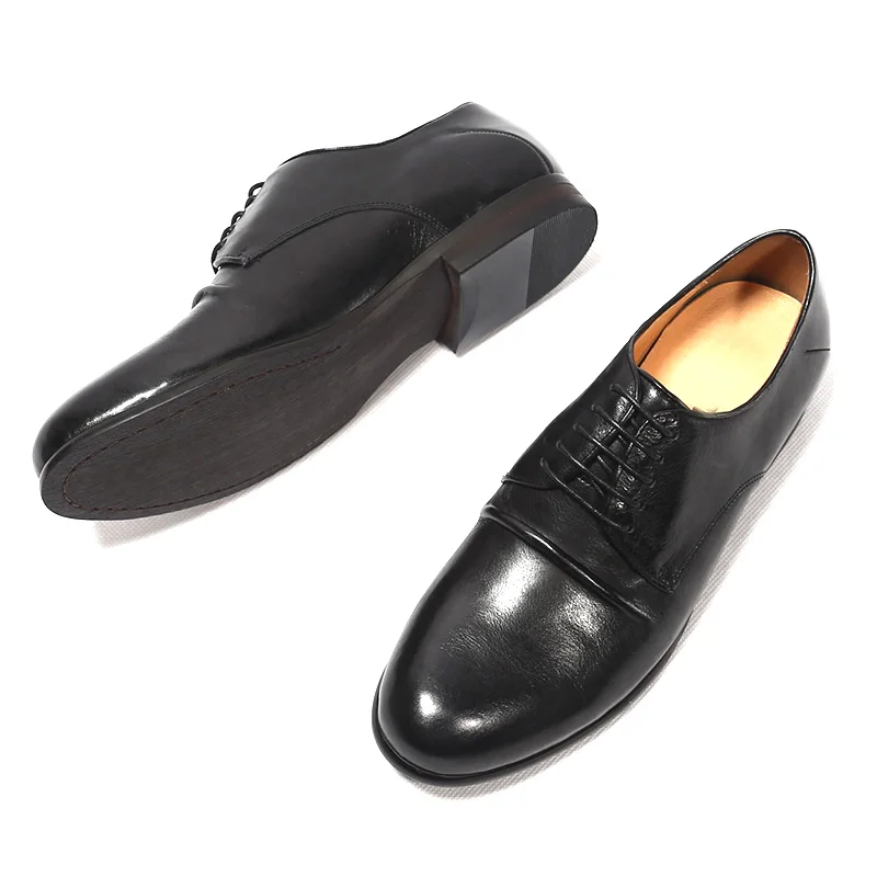 2017 Classic men's genuine leather round toe business shoes vintage