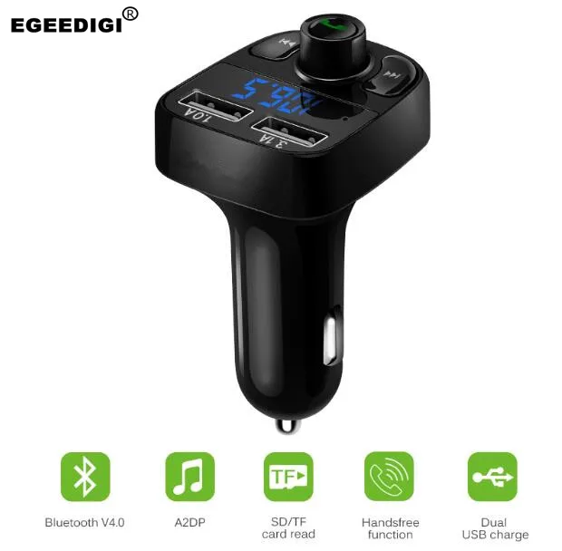 FM Transmitter Aux Modulator Bluetooth 4.1 Handsfree Car Kit Car Audio MP3 Player with 3.1A Quick Charge Dual USB Car Charger