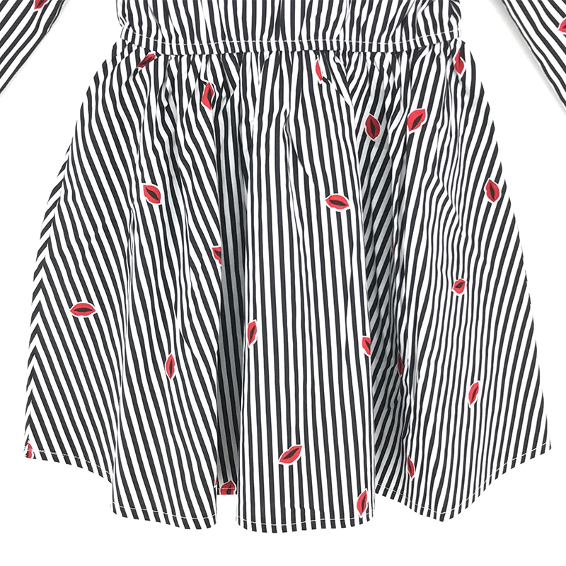Розничная продажа 1 шт. бренд Дизайн детская одежда для девочек весна и осень с вышитыми цветами красные губы рубашка девушки дети черный