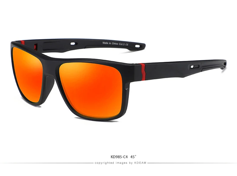 KDEAM дизайнерские спортивные солнцезащитные очки поляризованные зеркальные линзы антибликовым покрытием Для мужчин солнцезащитные очки на открытом воздухе UV400 защиты с чехлом KD985