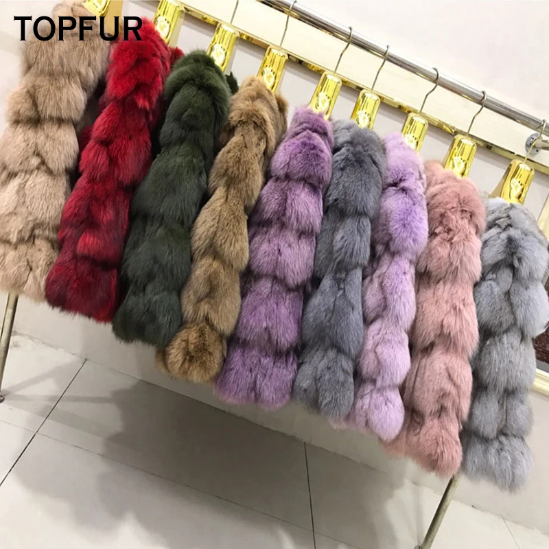 TOPFUR 2018 Новая мода натуральная меховая шуба для женщин с воротником стойкой
