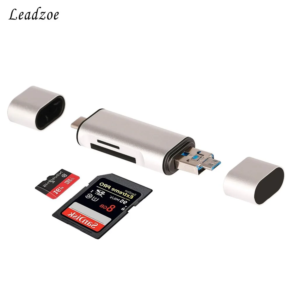 

Card Reader 3 in 1 ,USB Type C , Micro-USB & USB Combo to 2-Slot TF / SD Card Reader OTG Card Adapter, Supporting Simultaneous R