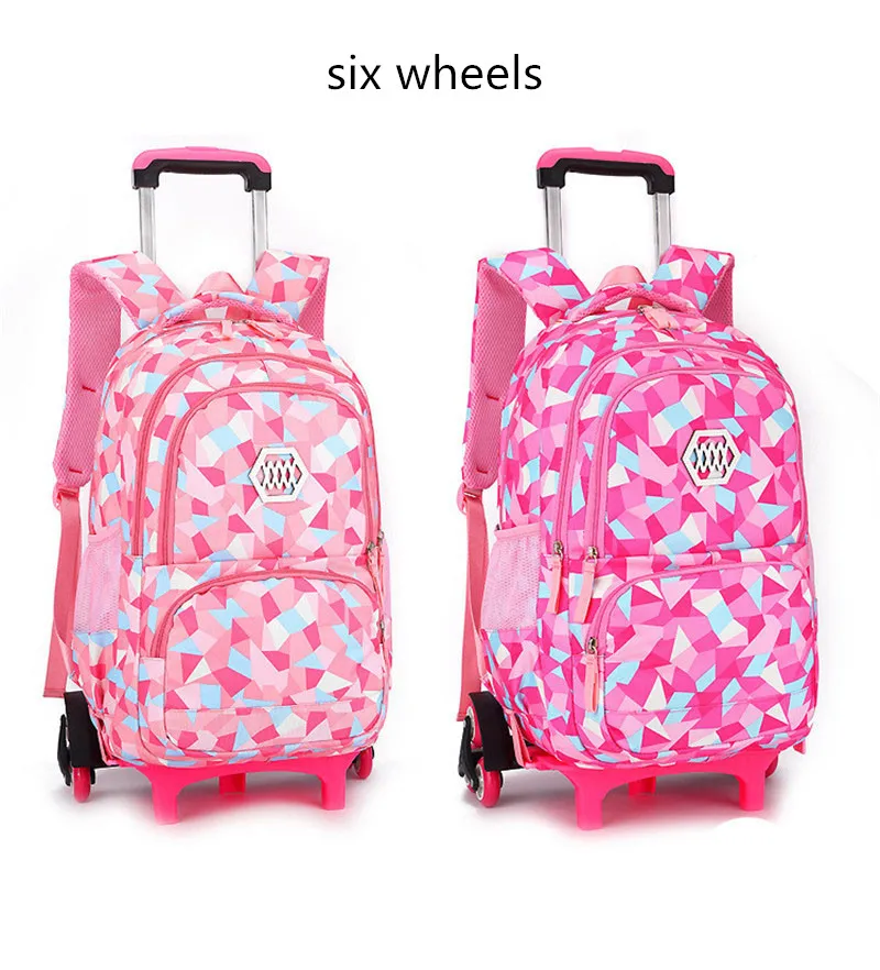 Детские ортопедические школьные сумки с 2/6 колесами для девочек, съемный рюкзак на колесиках, детские сумки для путешествия