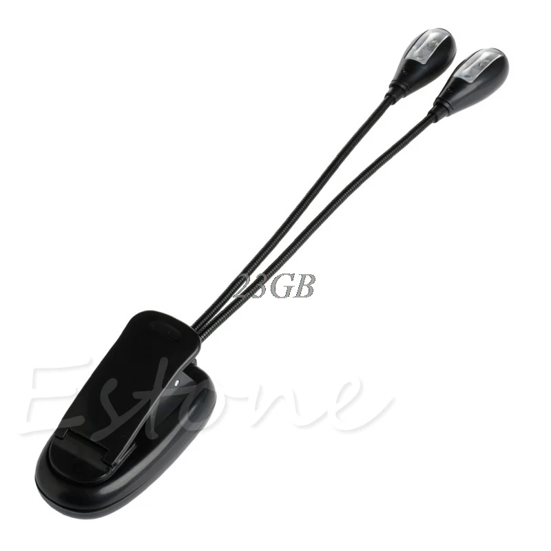 

Flexible 2 Dual Arms Clip On 4 LED Light for Book Reading Camping Hiking Lamp Bulb F28