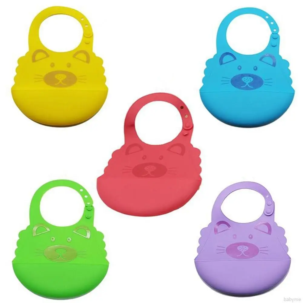 Baby Cute Cartoon Printing Waterproof Silicone Bib Rice Pocket
