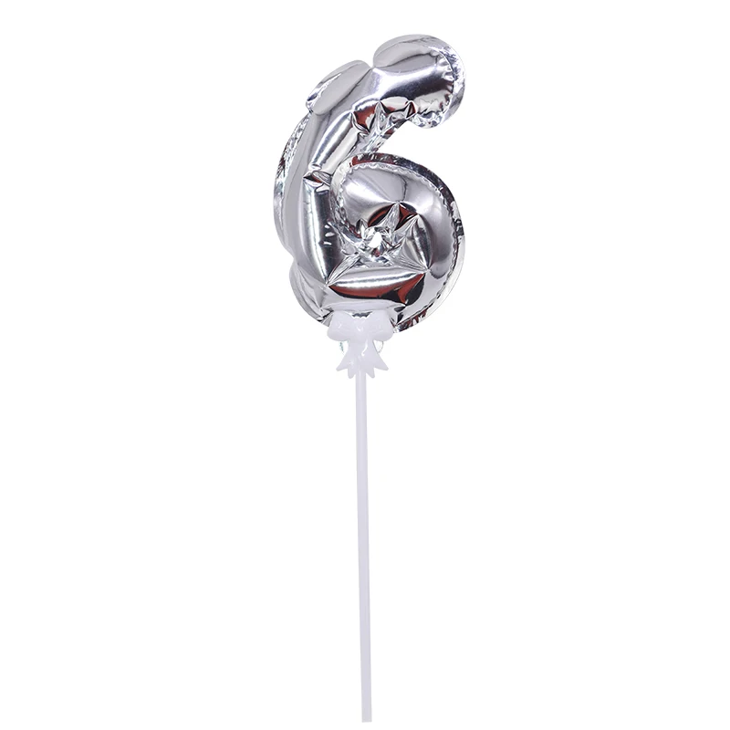 Silver 6 7 дюймов Фольга шара с цифрой торт фигурки жениха и невесты; Автоматическая надувные клипсы для воздушных шаров для детей День рождения торт Декор Рождественский капкейк фигурки жениха и невесты; - Цвет: Silver 6