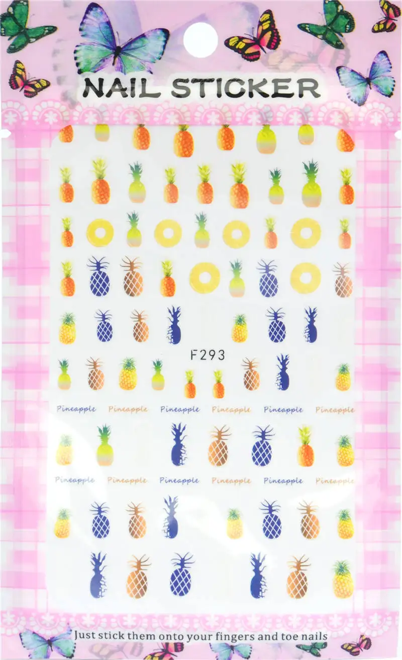 YWK 30 дизайнов ананас Водные Наклейки водяные наклейки для ногтей декоративные обертывания маникюр