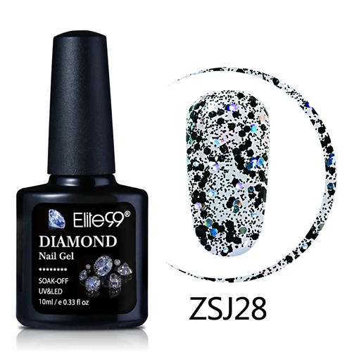 R-zsj28 Elite99 10 мл Diamond Цвет Гель-лак для ногтей, УФ-светодиодный Гель-лак Сияющие Блестки для ногтей гель для ногтей, длительного действия, основа, лаки для полировки - Цвет: R-zsj28