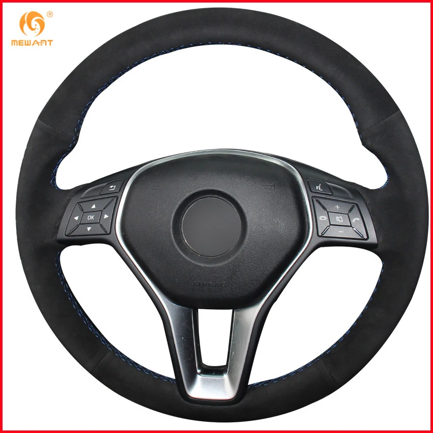 Чехол на руль MEWANT из черной замши для Mercedes Benz A Class 2013 2015 B 2011 2014 CLA C 2013|steering wheel cover|suede