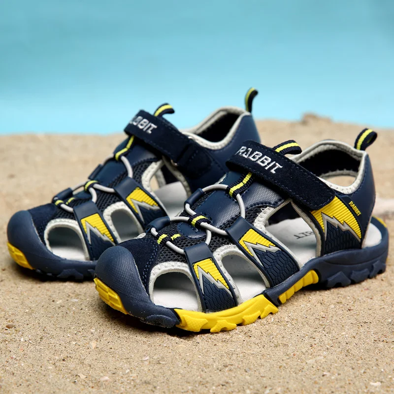 ULKNN/летние детские пляжные сандалии; модные Нескользящие сандалии с резиновой подошвой для мальчиков; детские дышащие сандалии; Размеры 26-37