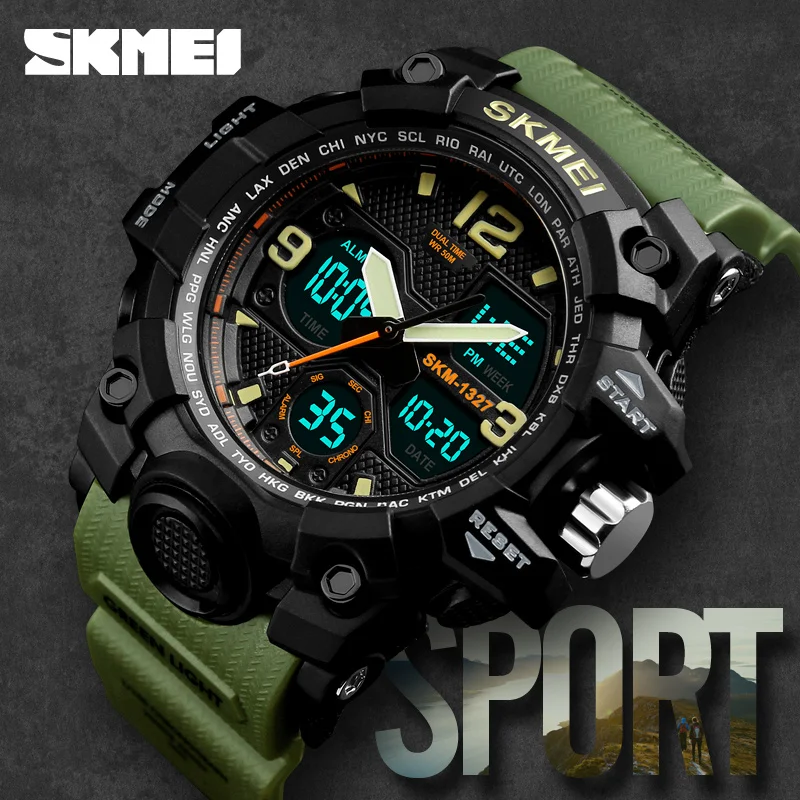

zk20 Sport Watch Men Quartz Digital Watches Man Waterproof 2 Time 12/24 Hour Clock Wristwatches Outdoor Fashion Top Brand 1327