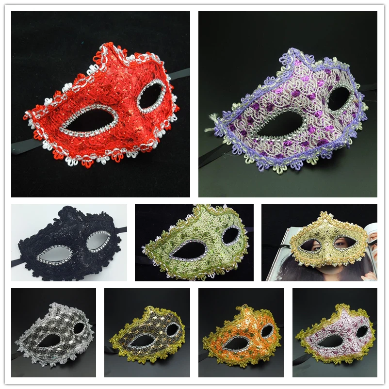 

10 Color Lace Sexy Prom Wedding Party Mask Women Chain Costume Venetian Filigree Cosplay Masquerade Dance Masks Accessories