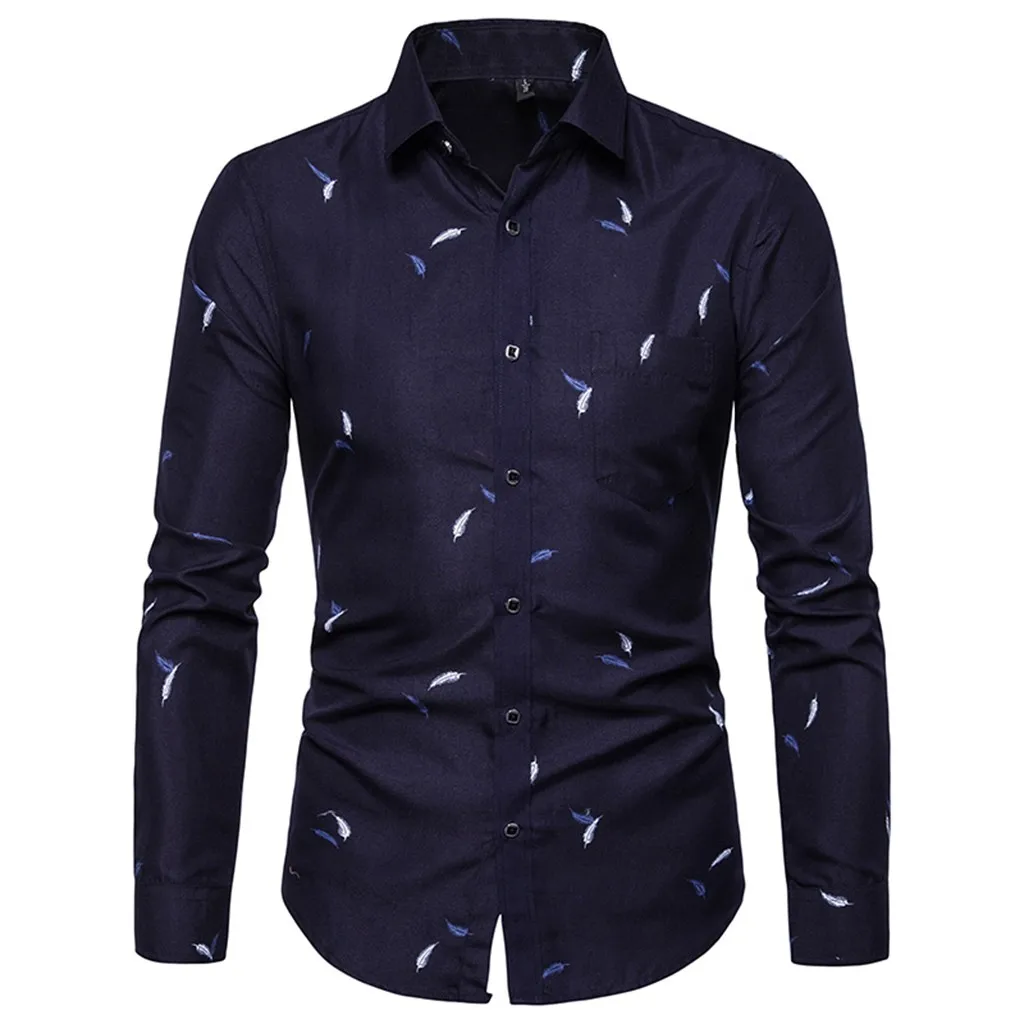 NY JAYCOSIN рубашка мужская camisa masculina Летние повседневные рубашки модные принтованные с длинным рукавом тонкие деловые платья рубашки Топы рубашка - Цвет: NY