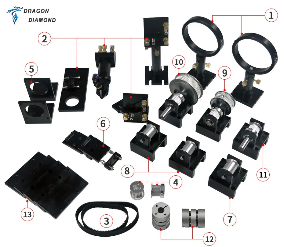 CO2 лазерные металлические части передачи лазерная головка механические компоненты для DIY CO2 лазерная гравировка машина для резки