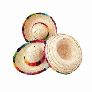 

6pcs Natural Straw Mini Sombrero Design Mini Mexican Hat Baby Shower Birthday