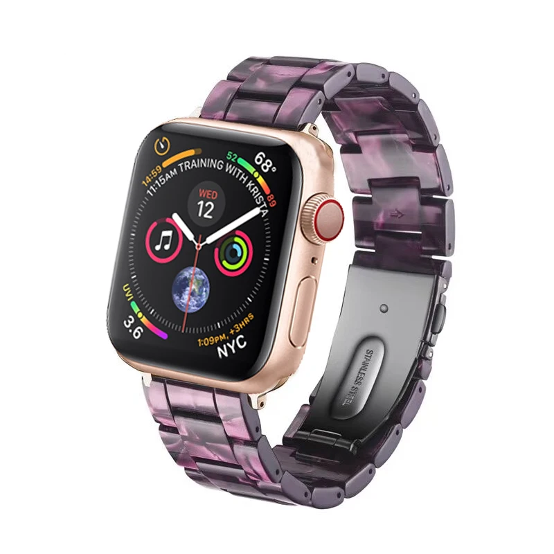 

Resin strap For apple watch 44mm 40mm 42mm 38mm band iwatch series 4 3 2 1 wristband bracelet stainless steel buckle belt correa