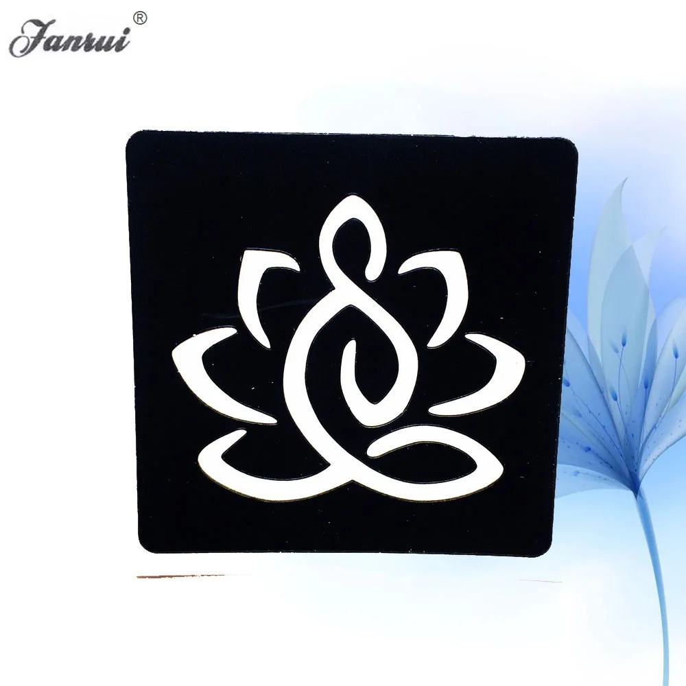 

Buddhist Lotus Flower Pattern Waterproof Tattoo Stencils Fake Body Art Arm Legs Tattoo Template Stickers For Henna Cream Cones