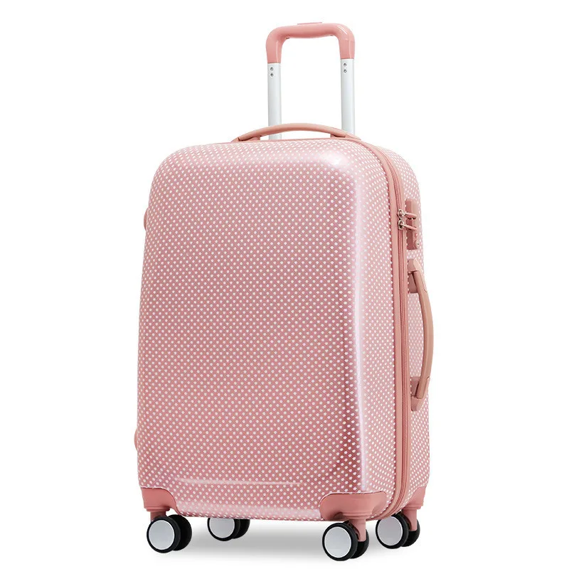 

20'' 22 '' 24'' 26'' Fashion ABS PC Polka Dot Rolling Trolley Suitcase Luggage valise koffer maleta