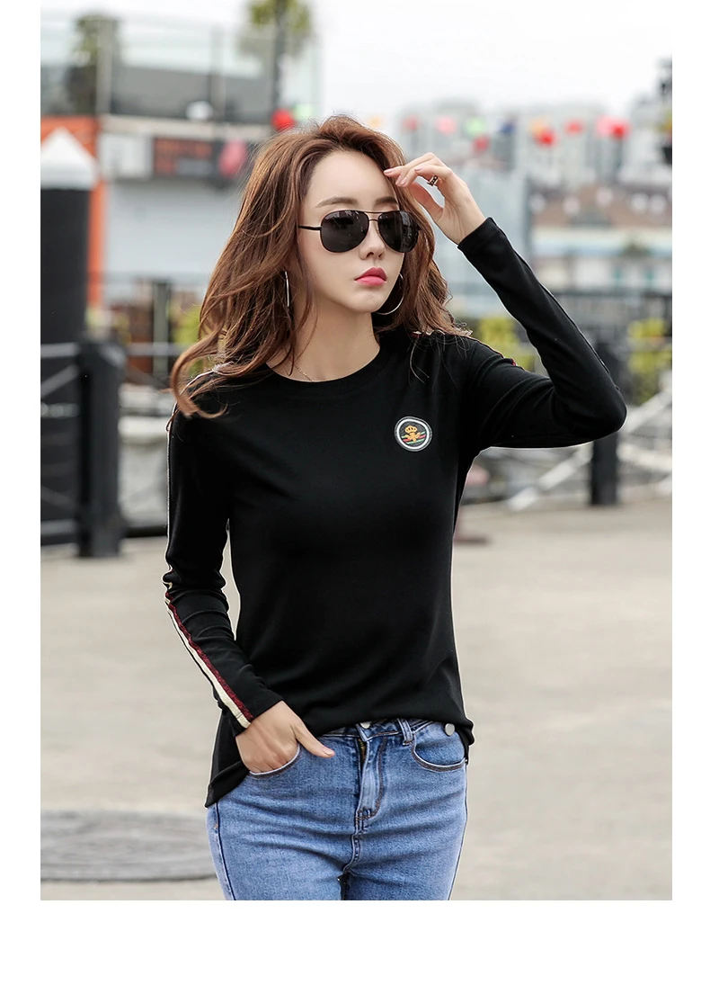 GGRIGHT/футболка большого размера, женские топы, футболка с длинными рукавами в Корейском стиле, женская футболка, модная футболка, женские футболки mujer