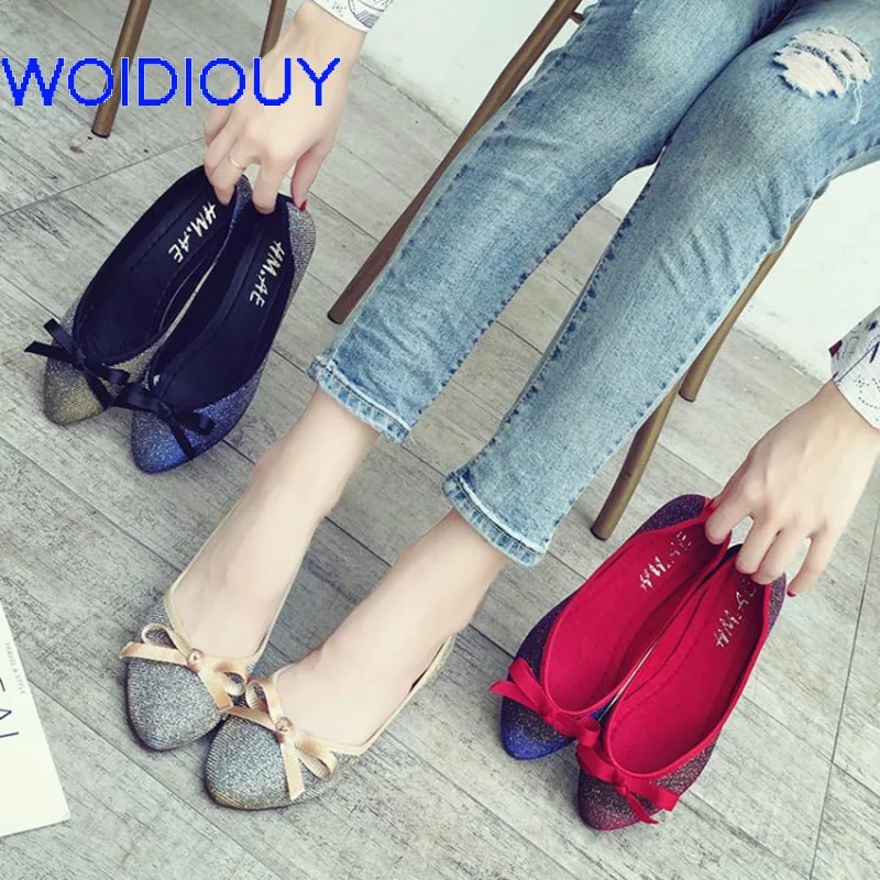

Shoes Women Flats Casual Bow Knot Patchwork Spring Lazy Loafers Bling Woman Single Sneakers Summer Shoes Brand Female Flats