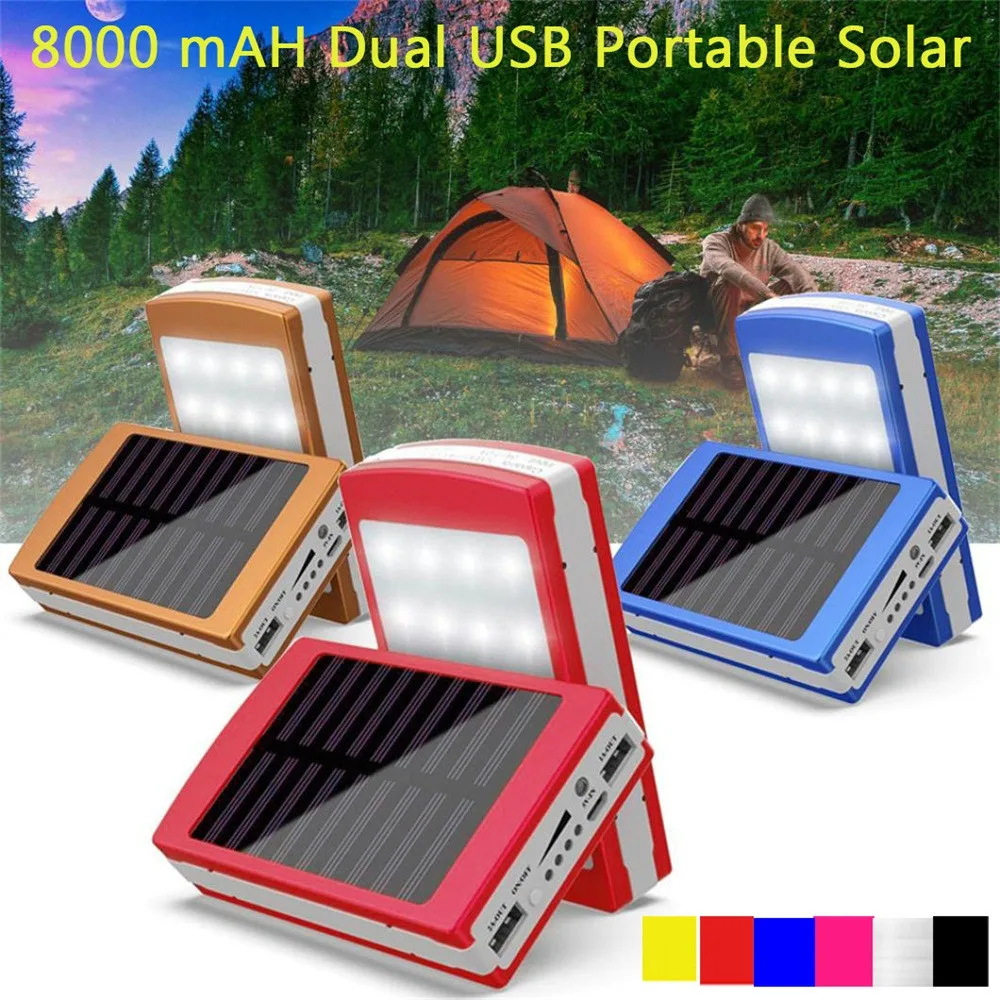 

12000mAh Dual USB Portable Solar Battery Charger Power Bank For Cell Phone Fast Charging Mobile External Battery