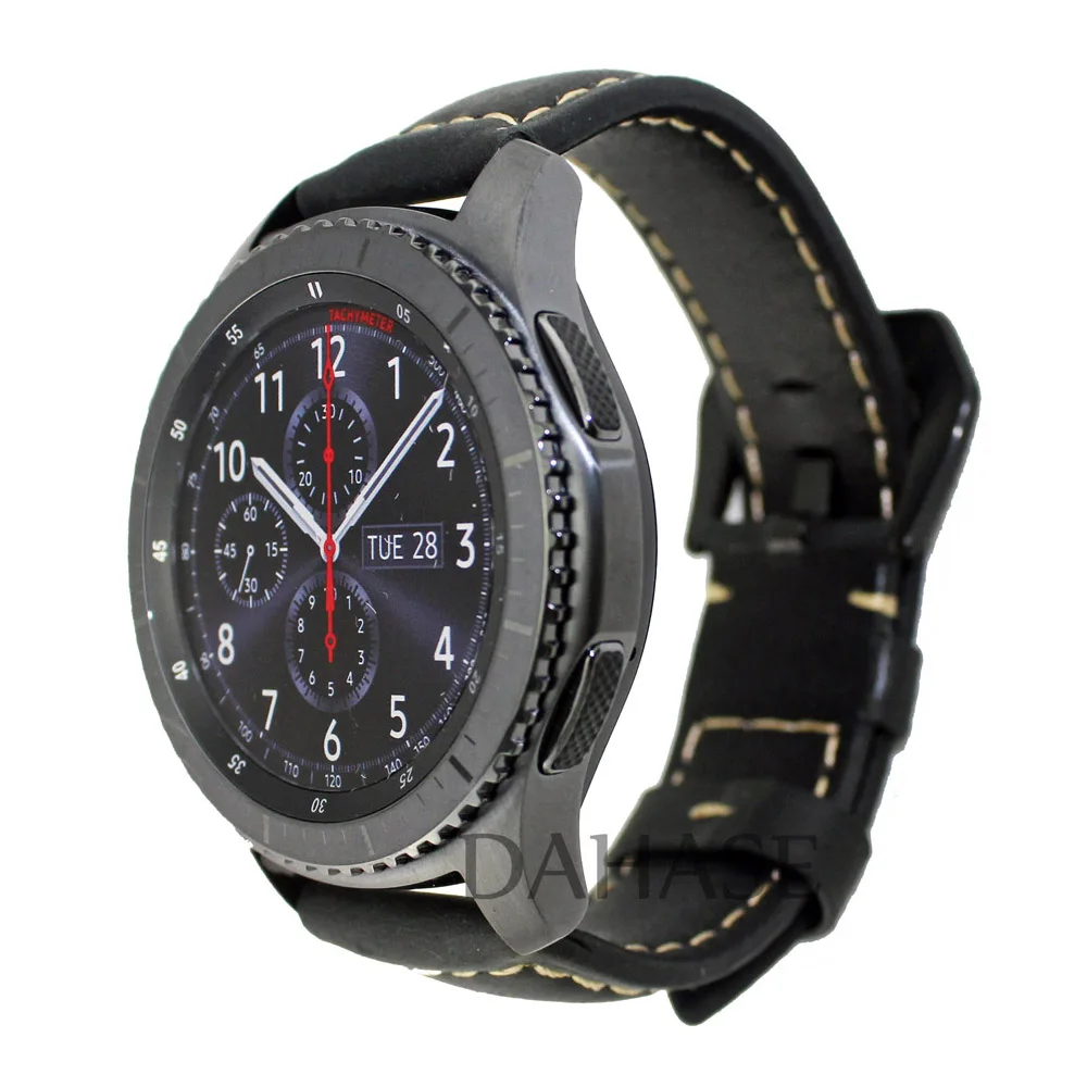 Матовый ремешок DH из натуральной кожи для смарт часов Samsung Gear S3 Frontier с