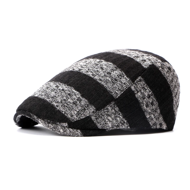 Brand Fashion Vintage Striped Autumn Winter Sun Hats for Men Women High Quality Casual Cotton Women Beret Caps Newsboy Flat Hat