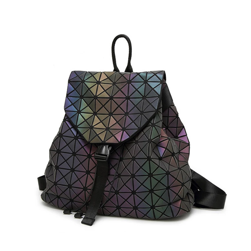 Geometric Plaid Sequin Female Backpacks For Teenage Girls School Bag Drawstring Bags Backpack Gray