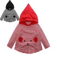 От 1 до 7 лет, Детские топы для девочек, осенние толстовки, комбинезон для маленьких мальчиков, красные полосатые толстовки, одежда для малышей, весеннее пальто, детская черная мышь
