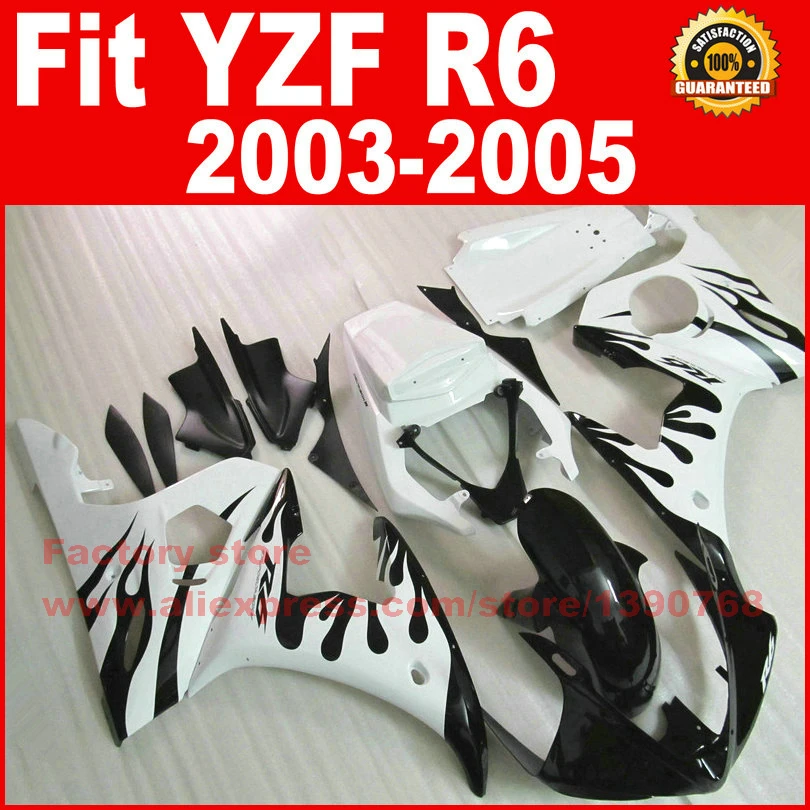 MOTOMARTS ABS часть для YAMAHA R6 наборы обтекателей 2003 2004 2005 черный Пламя белый YZF 03 04 05