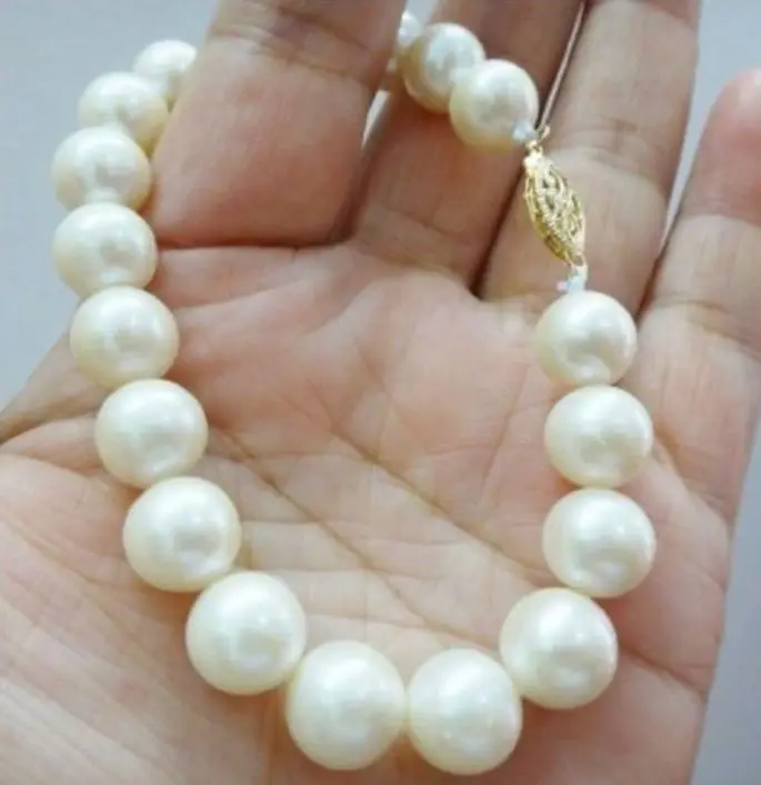 

Free Shipping >> noble natural 10-11mm Australian south sea white pearl bracelet 7.5inch 14k DF