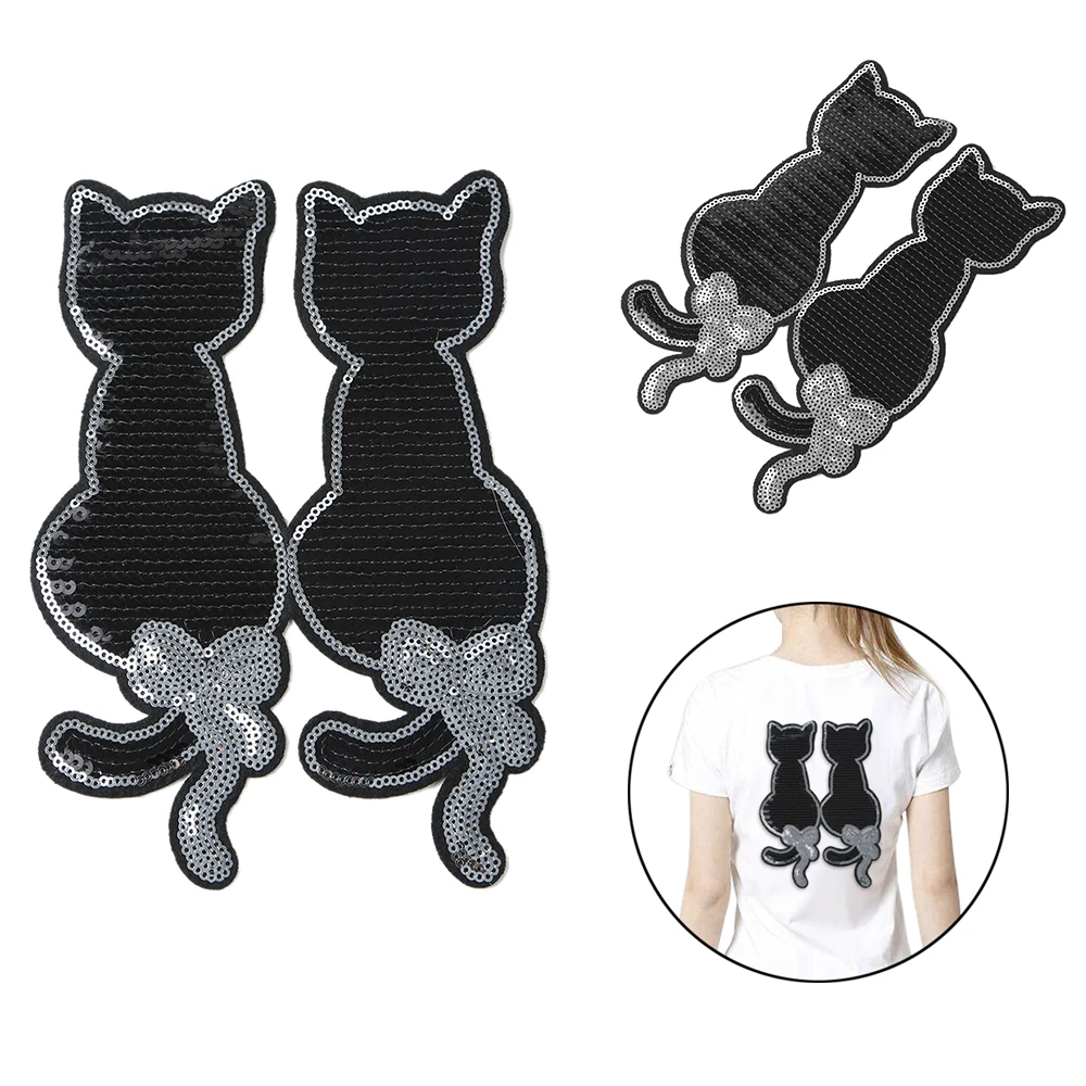 

1PC Cute Cat Reversible Change Color Sequins Sew On Patch for Clothes DIY Patch Applique Bag Clothing Coat Sweater Crafts