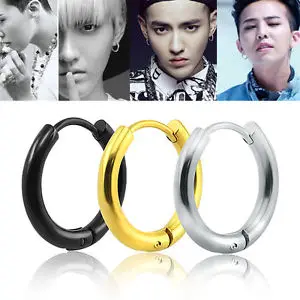 Hoop Earrings South Korea Popular  Earrings 2.5mm wide Round ear ring earrings titanium black male  Circle