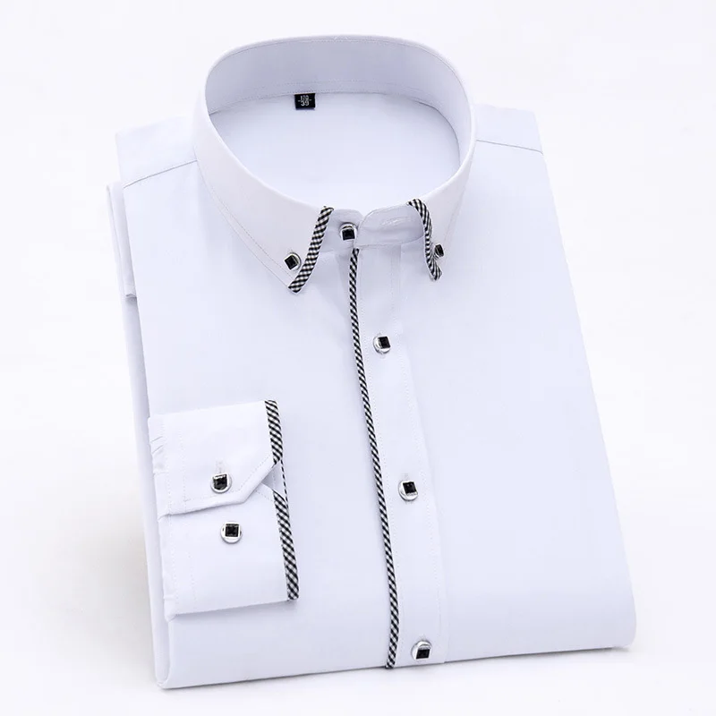 Весенняя Мужская рубашка с длинным рукавом в Корейском стиле повседневные рубашки мужские Саржевые клетчатые официальные рубашки для