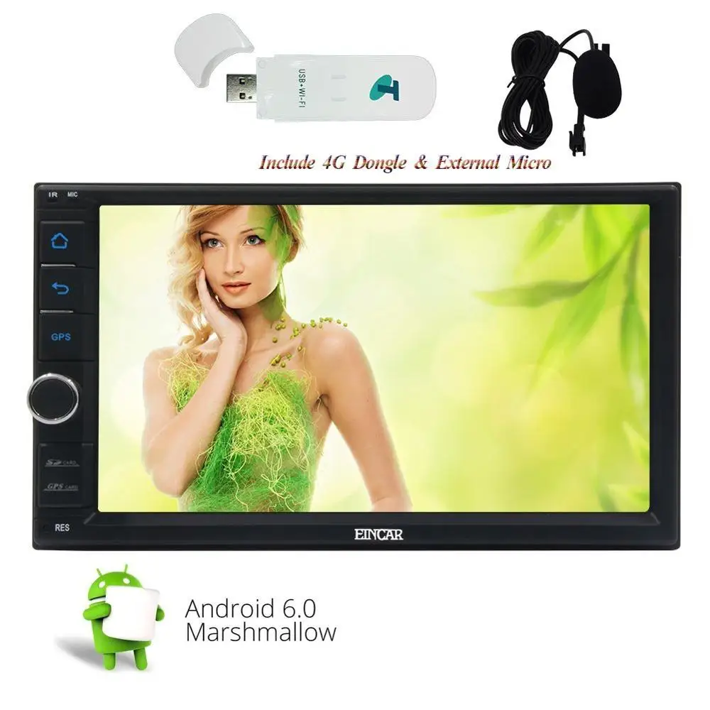 

7'' Android 6.0 car Stereo Radio Bluetooth Navigtaion+4G Dongle & External Microphone Radio Receiver USB/SD Wifi Remote Control