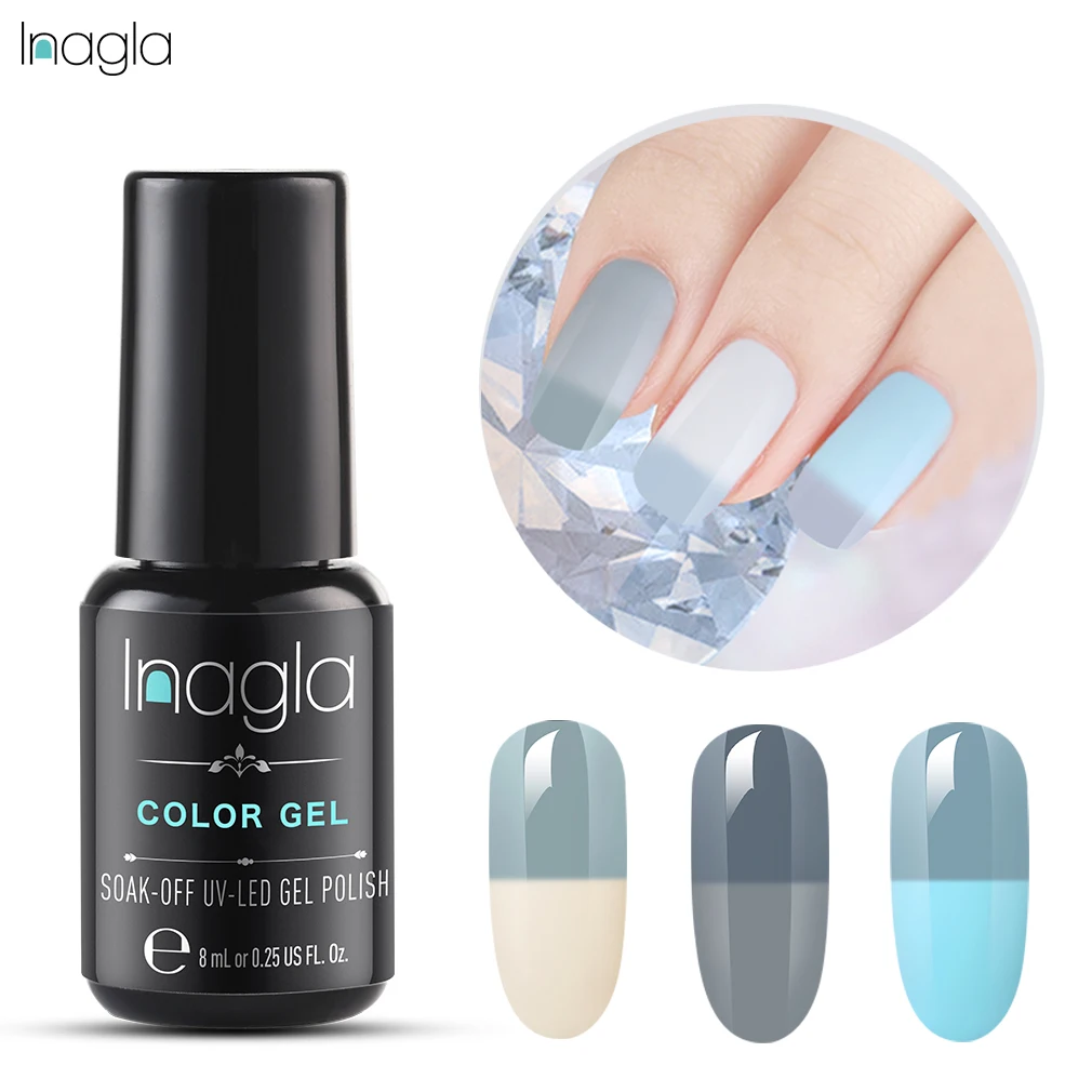 

Inagla Grey Temperature Color-Changing 8ml Gel Nail Polish Soak Off UV Gel Varnish Long Lasting Nail Gel Polish Hybrid Nail Art