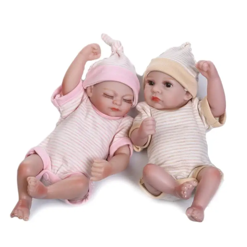 Twin Baby Doll Toys 28cm Reborn Baby Doll Girl Realistic Full Silicone Babies Dolls Wearing Pink Clothes For Kids Birthday Gift full-silicone-baby : image Twin Baby Doll Toys 28cm Reborn Baby Doll Girl Realistic Full Silicone Babies Dolls Wearing Pink Clothes For Kids Birthday Gift full-silicone-baby