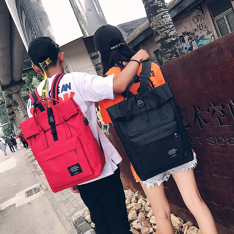 Las mujeres externa USB Mochila mujer hombre viajes Mochila de los hombres de la escuela bolsa de paquete para chicas adolescentes niños Mochila Escolar
