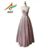 Anti Elegant Sweetheart A-Line Evening Dress Floor-Length Strapless Robe De Soiree Satin Fashion Prom Dress With Bow Sashes