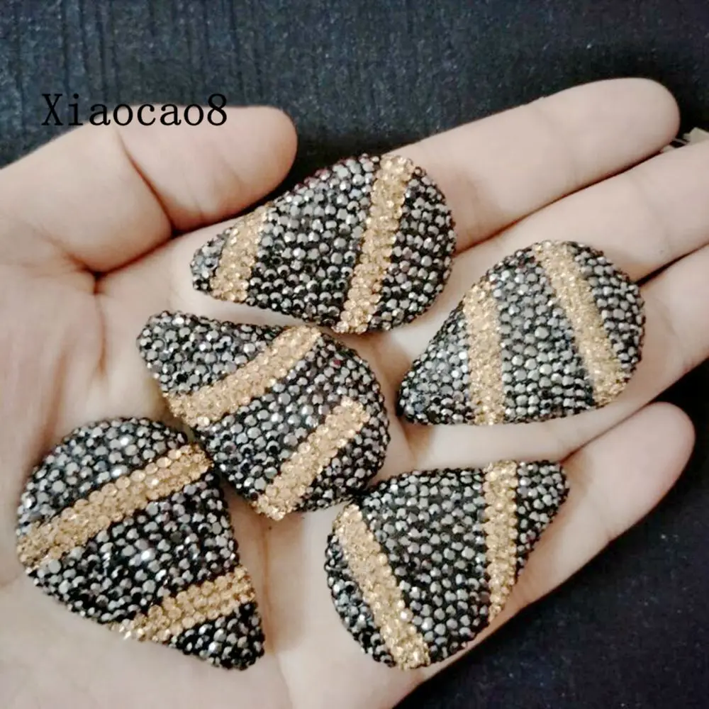 Gold Black Rhinestone Separate Beads Water Drop DIY Accessories for Making Necklace Bracelets Jewelry About 3.5/4.5cm | Украшения и