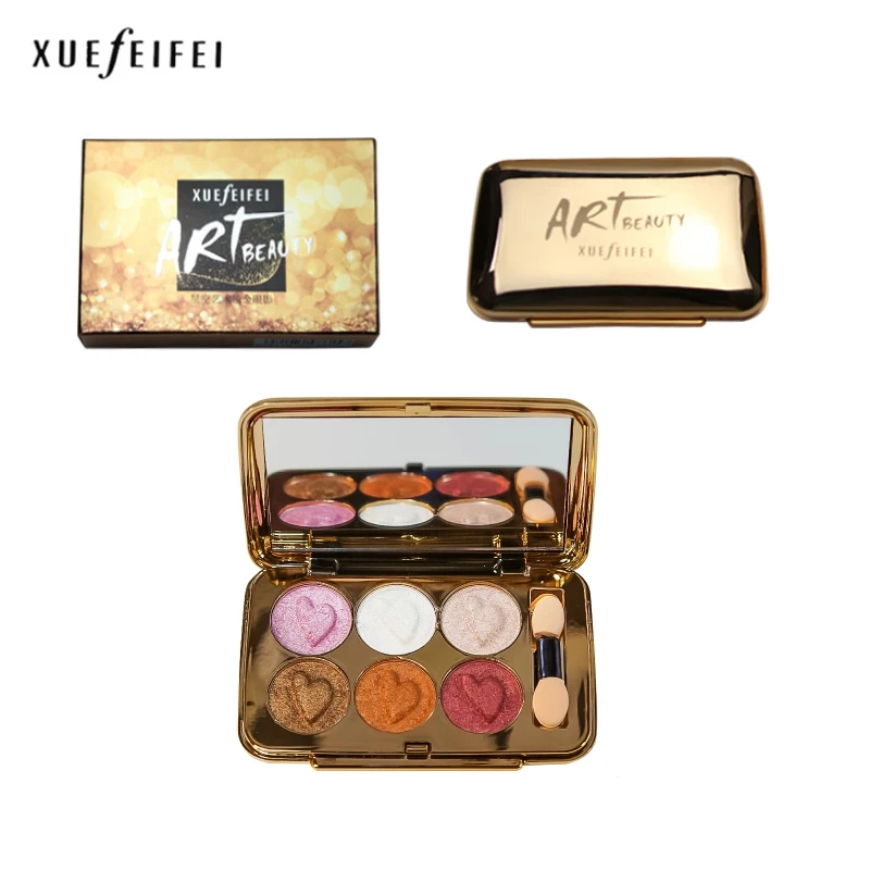 XUEFEIFEI glitter art eye shadow palette 6 colors natural shimmer matte waterproof long-lasting easy to wear |