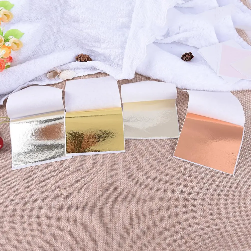 100pcs craft paper Imitation Gold Sliver Copper Leaf Leaves Sheets Foil Paper Art Crafts for Gilding Craft Decoration
