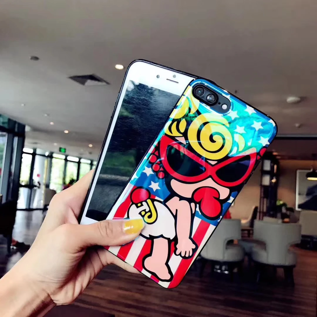 Японский милый мультяшный чехол для iPhone Xs Max Xr X 8 7 6 6S Plus Blue ray IMD модный брендовый