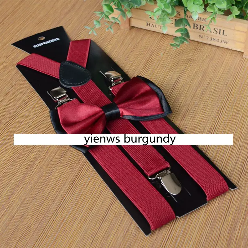 Yienws Suspensorio галстук-бабочка для взрослых подтяжки Для женщин брюки Bufferfly бабочкой подтяжки мужские широкие 2,5*100 см Темно-синий YiA103